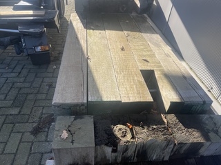 Ca. 2x Guyana Teak dragline schotten, 20x100mm, lengte 1/170cm, 1/180c